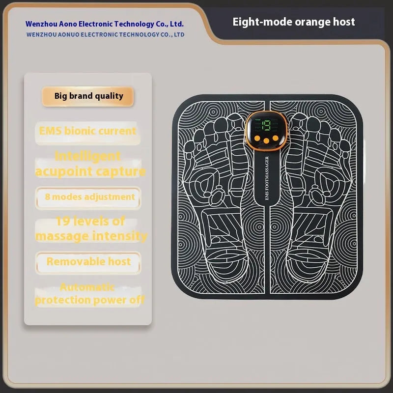 Rechargeable reflexology foot massager mat with remote control and USB charging cable
