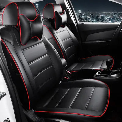 Cow leather car seat cover with binding style construction in beige and black colour options