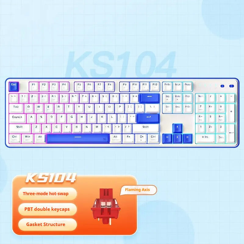 104-key mechanical keyboard with RGB lighting and multiple colour configuration options