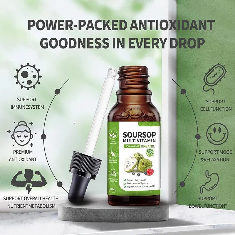 60ml bottle of Annona Prickly Fruit and Lychee flavoured edible Care Drops for adult consumption