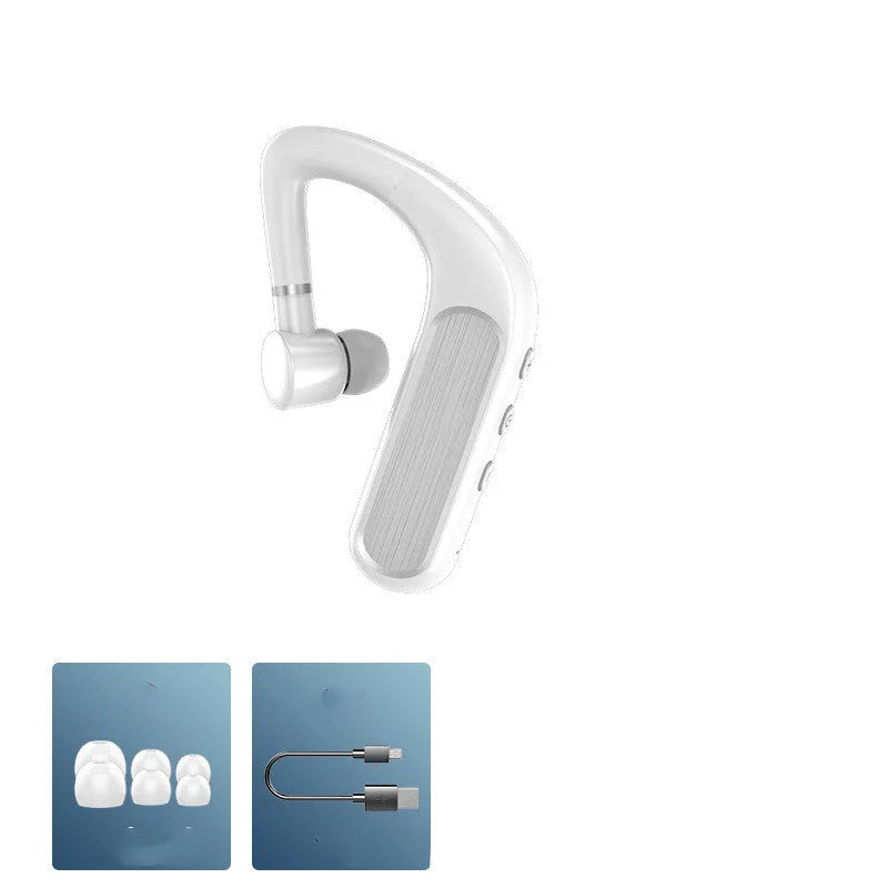 Black Bluetooth earphones with hanging ear design for running and driving activities