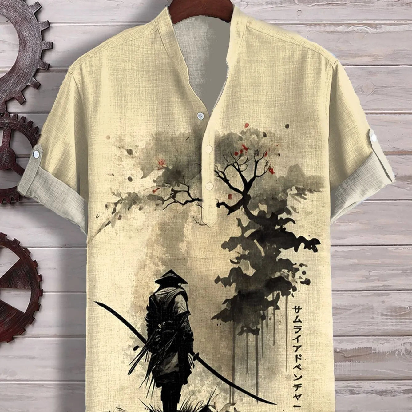 Men's 3D digital animal print short sleeve shirt showing graphic detail and colour options