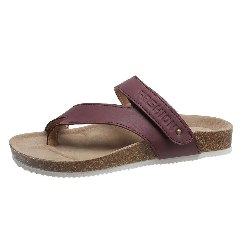 Flat toe ring flip-flops in blue with thick foam sole and artificial PU upper