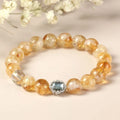 Geometric citrine crystal bracelet with 10mm faceted gemstones in unisex jewellery design