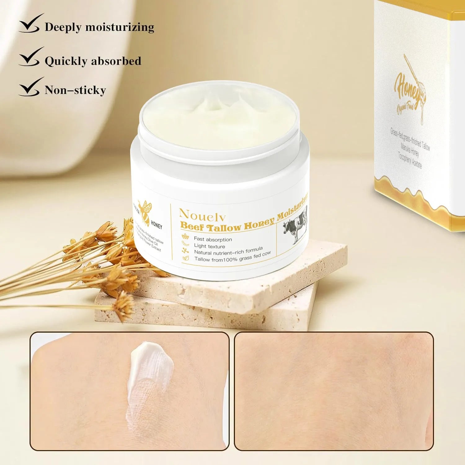 50g honey tallow cream jar for dry and combination skin moisturising