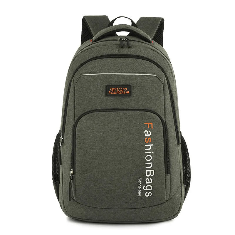 Street trend nylon backpack in black with breathable shoulder straps and multiple internal compartments