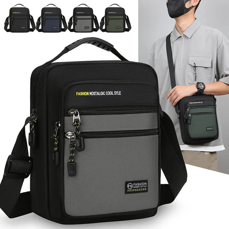 Men's waterproof nylon crossbody bag in urban simplicity style with multiple colour options