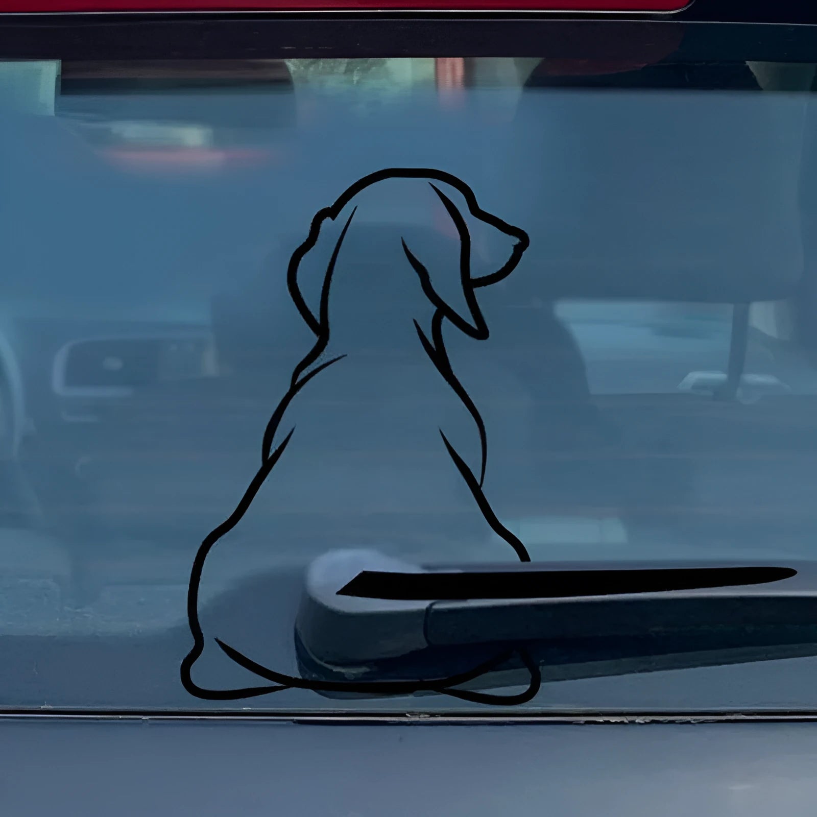 Cartoon dog car wiper sticker with animated tail in black and white colour options