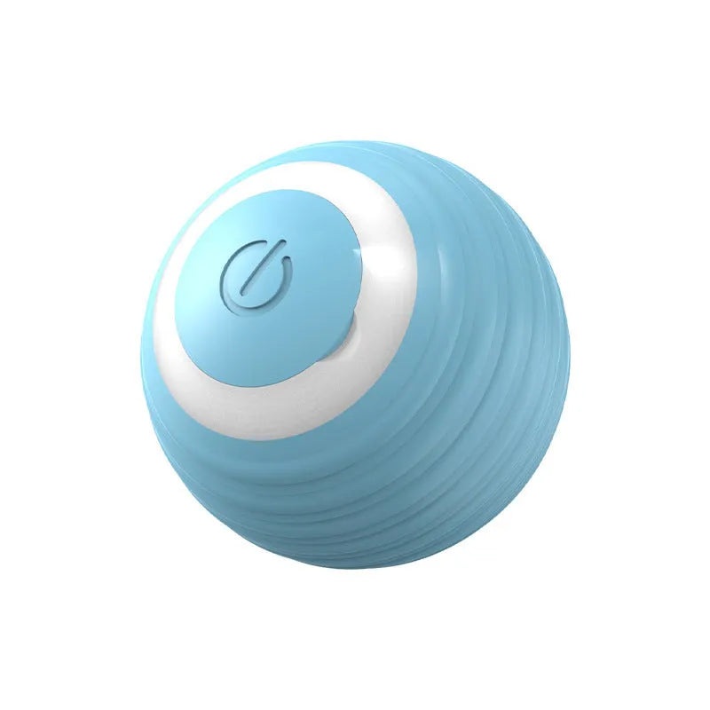 Blue automatic moving cat toy ball with silicone texture on floor
