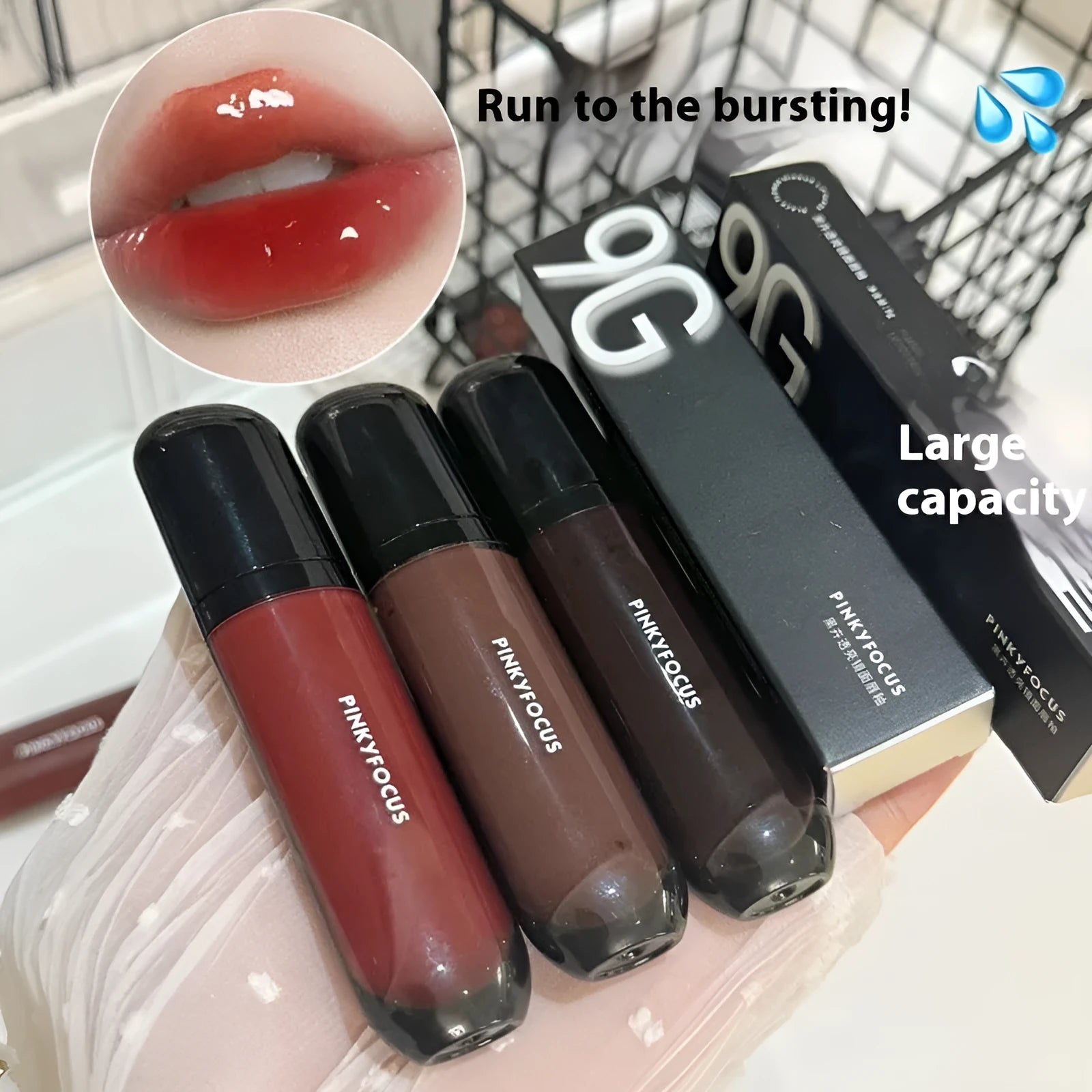 Black Shiny Makeup Mirror Lip Lacquer in six colour options