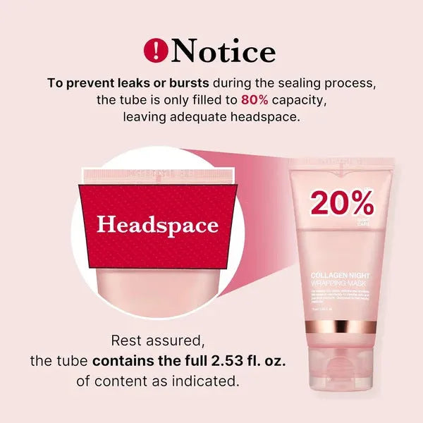 75ml bottle of collagen face night mask with application brush for evening skin care.