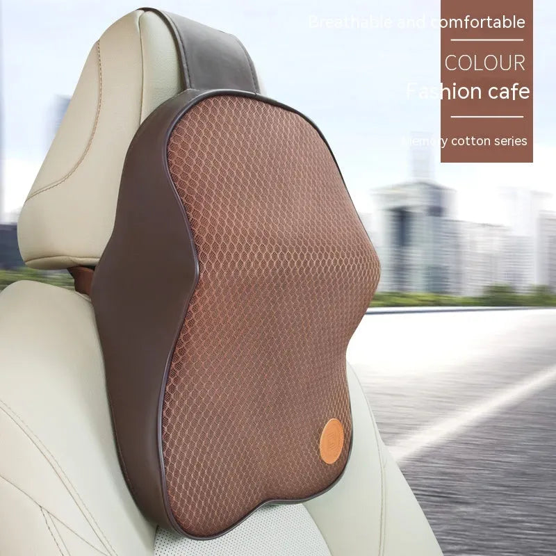 Memory foam car headrest pillow and lumbar support set in black colour option