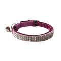 Soft flocking cat collar with elastic buckle in one of six colours on a white background.