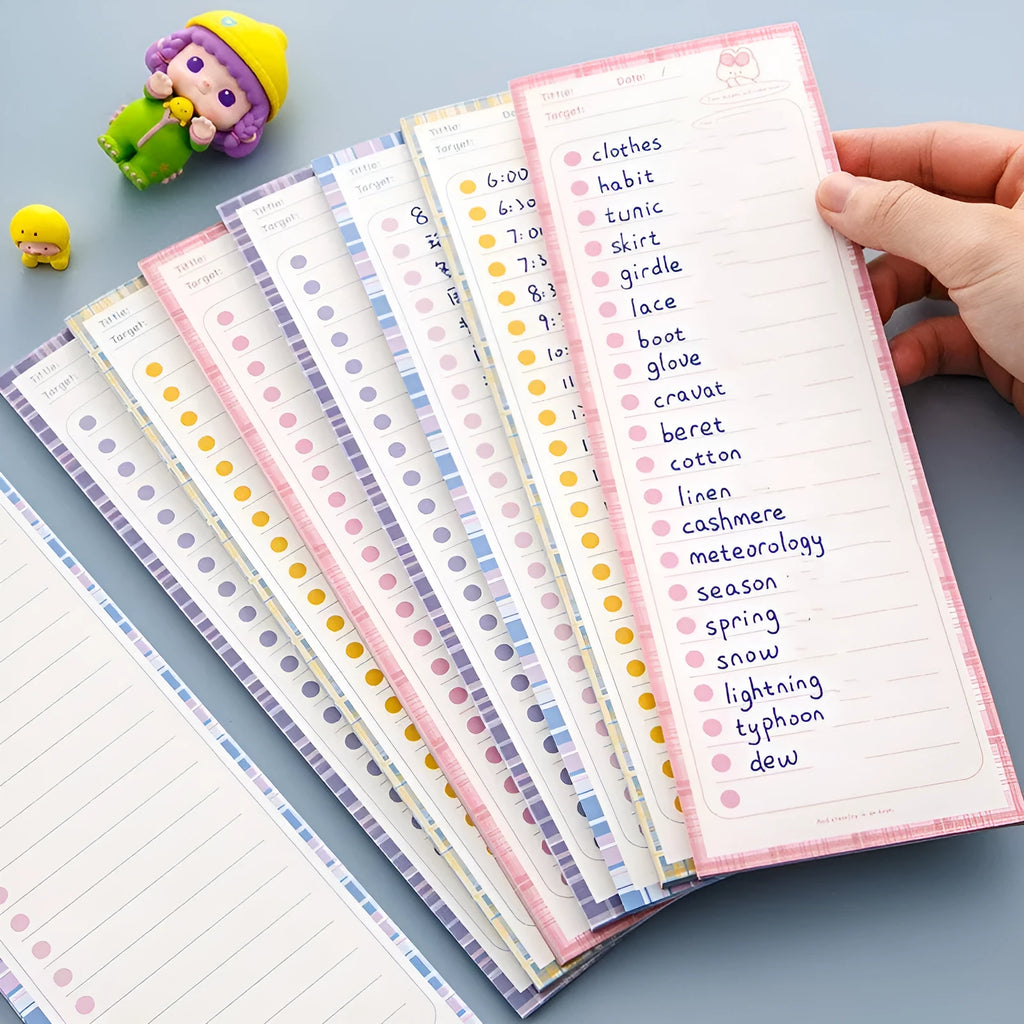 Ins Wind long notepad with cute bear design, 50 sheets of 80g paper, 91x256mm dimensions
