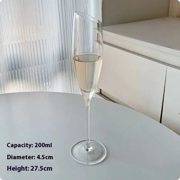 Champagne glasses goblet set with crystal designs including straight tulip waist bevel and flute styles