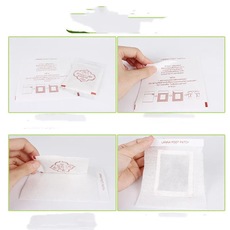 Pack of 10 foot fatigue relief patches showing adhesive foot care stickers