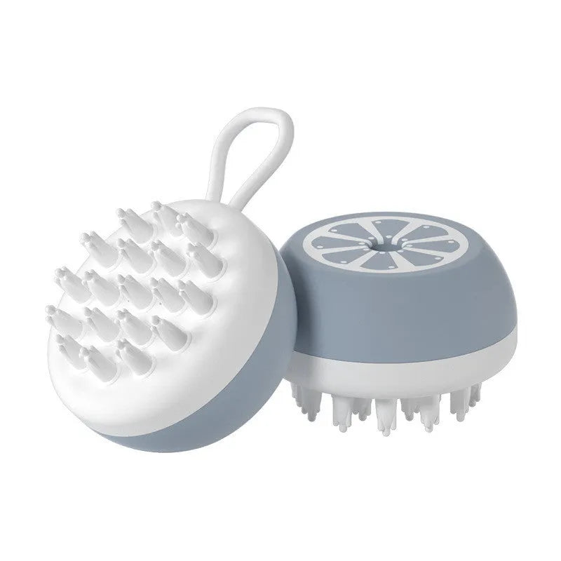 Yellow silicone pet bath brush comb with 3D massage head for dog and cat grooming