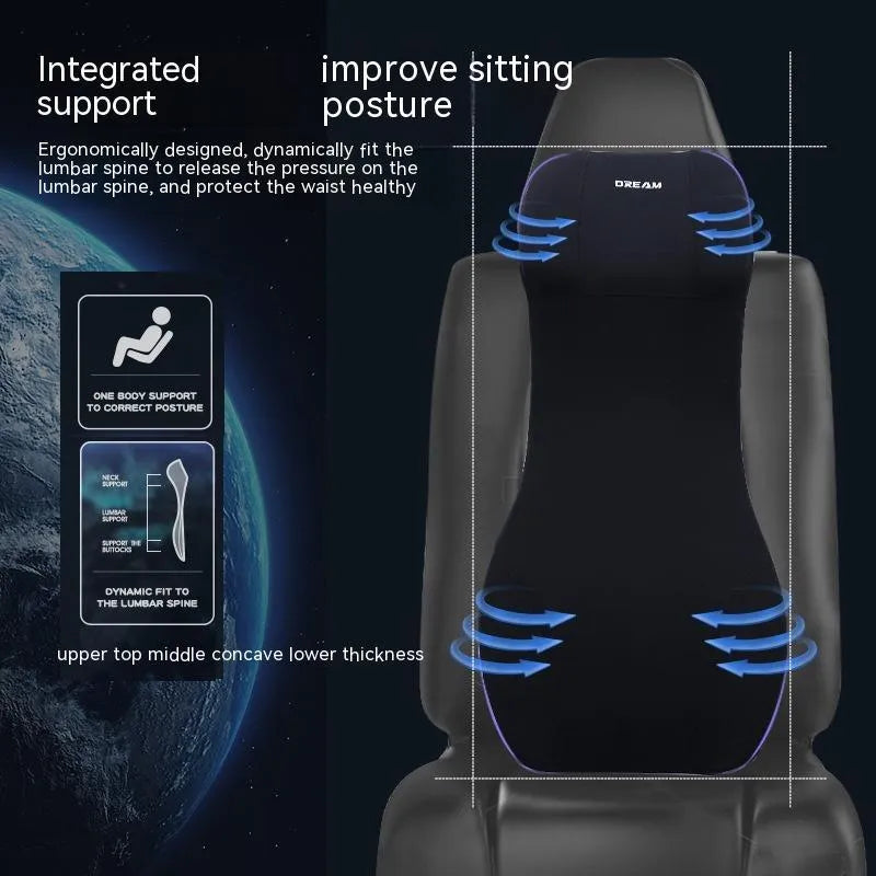 Automotive memory foam headrest and lumbar support cushion in multiple colour options