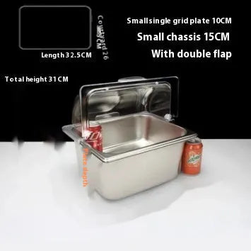 Stainless steel commercial dining plate display box with lid and multiple compartment configuration options