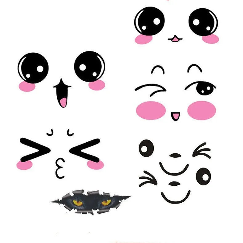 Reflective cartoon eye car body stickers pair for electric vehicle decoration