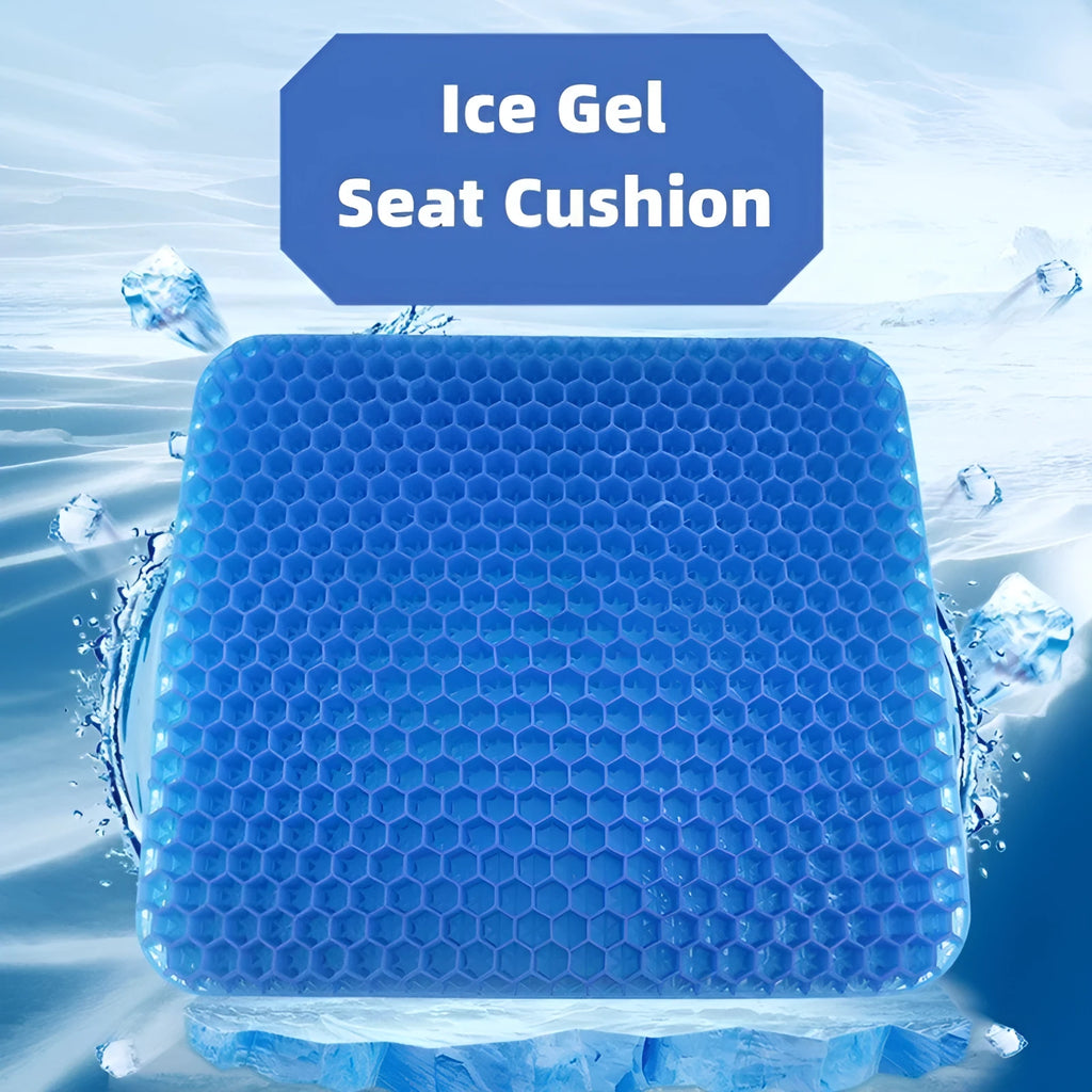 Breathable honeycomb gel seat cushion with removable cover for pressure relief and cooling.