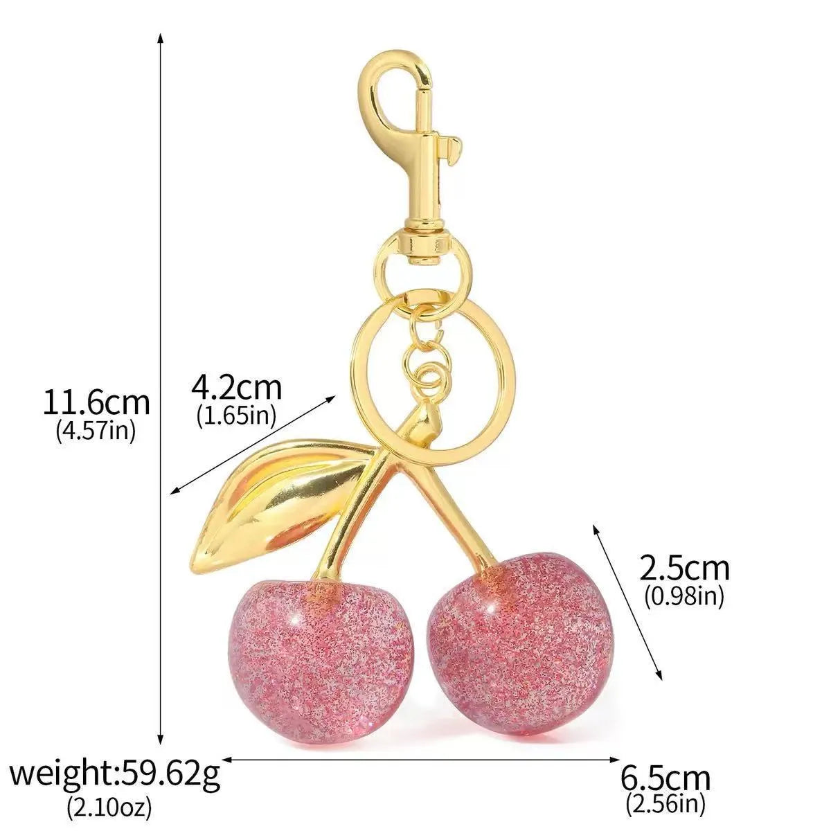 Red zinc alloy keychain with 3D cherry pendant design