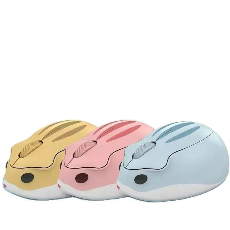 Hamster wireless mute mouse in gray, pink, or yellow colour options