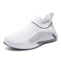 Men's striped mesh sock shoes with lace-up front and round toe design