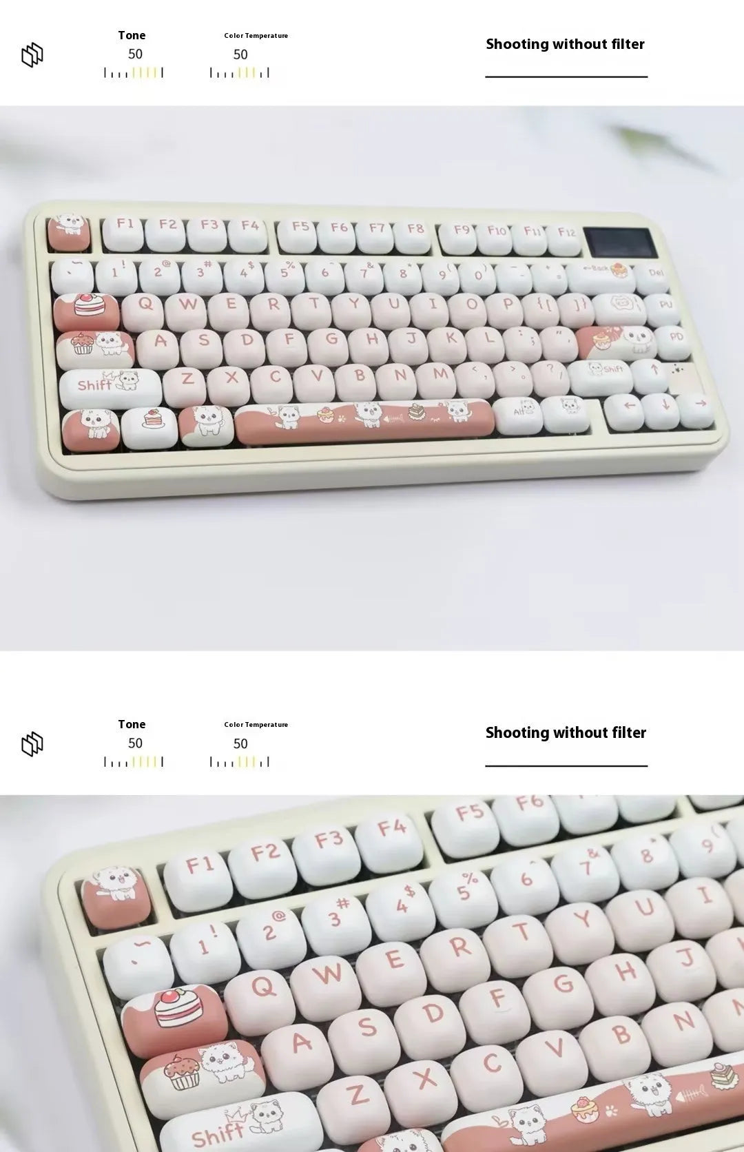 Dessert Cat cartoon mechanical keyboard key caps with food-themed sublimation artwork