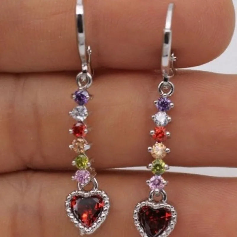 Gold and silver heart-shaped alloy earrings for women with electroplated finishes