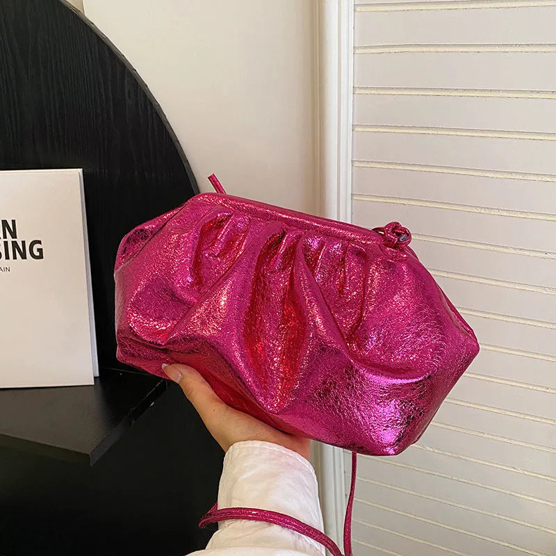 Shell-shaped shoulder crossbody bag in multiple colours with interior organiser compartments