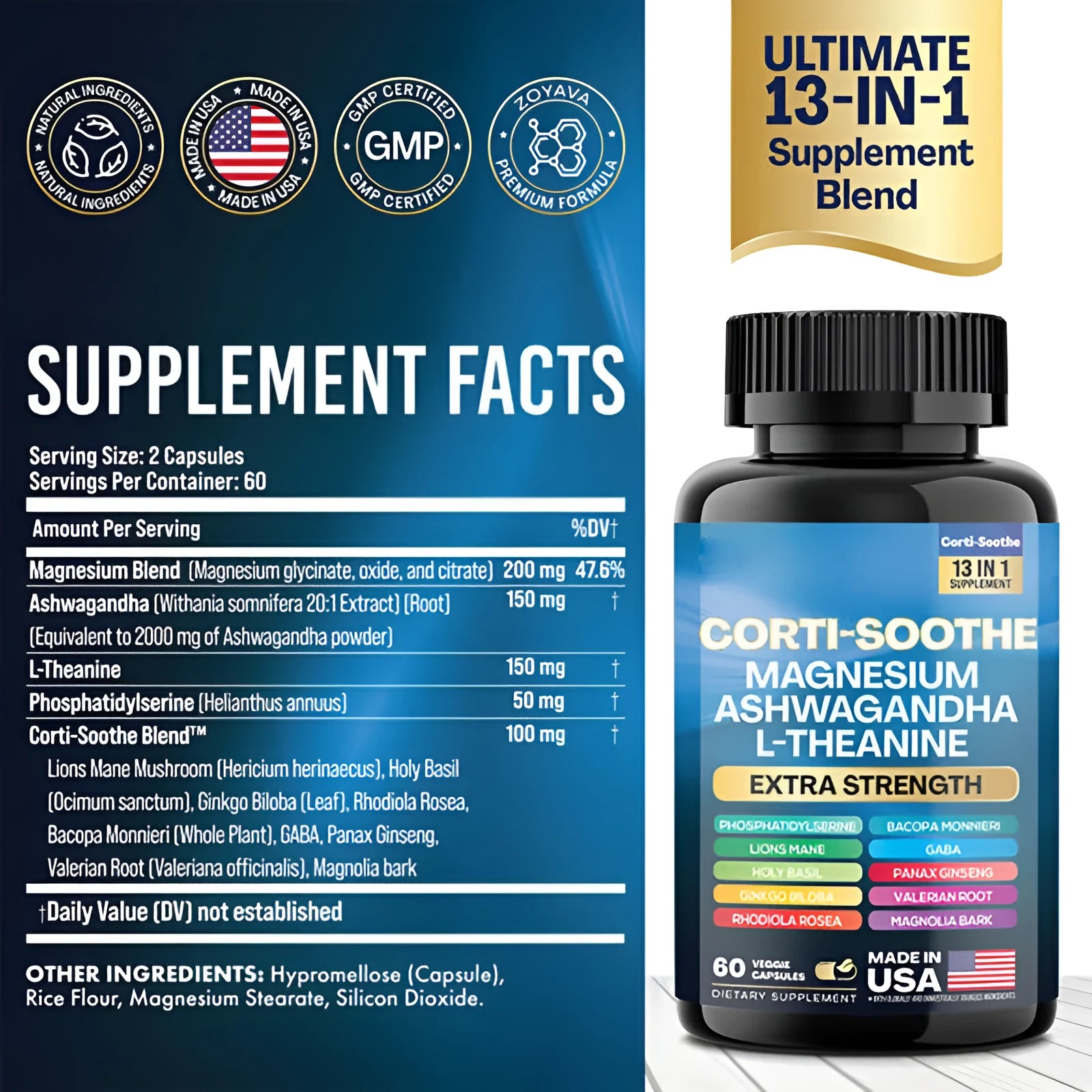 Bottle of South African Drunken Eggplant Magnesium Capsules containing 60 dietary supplement capsules