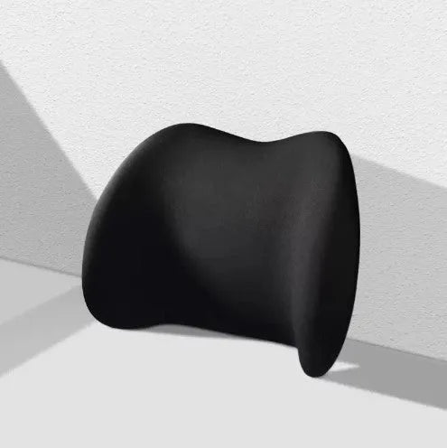 Memory cotton car headrest and back cushion set in black, green, grey, or pink colours.