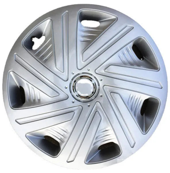 Universal silver, black, and electroplating ABS plastic wheel hub covers in 13 to 16-inch sizes.