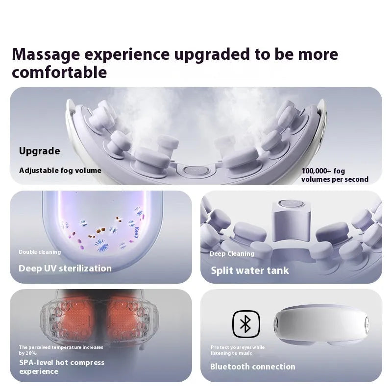 Steam Smart Bluetooth eye compress in purplish grey, green, and ink grey colour options.