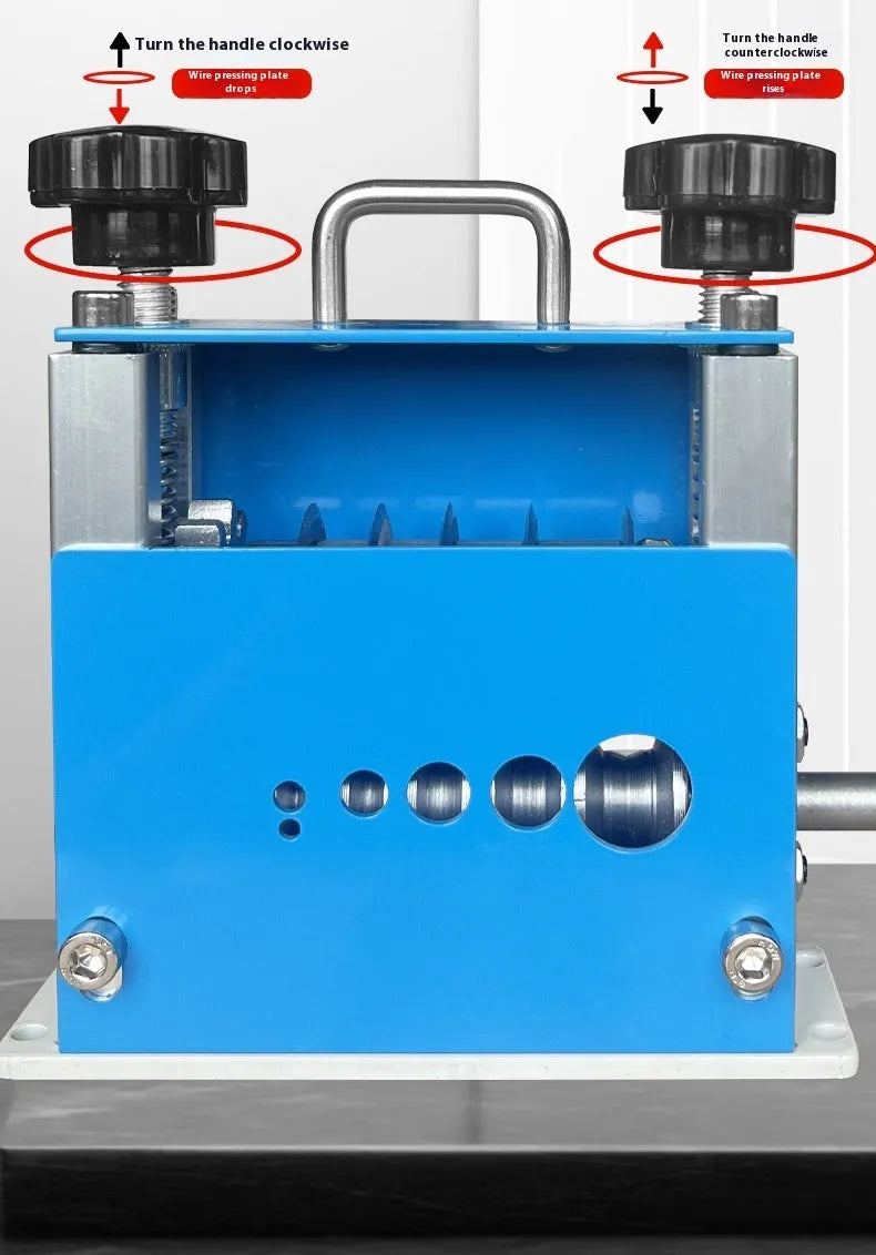 SD-017 manual wire stripping machine showing adjustable mechanism for 0.5-17mm wires