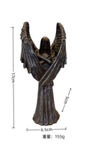 Dark Angel resin statue ornament measuring 6.5cm by 5cm by 17cm tall for gothic décor