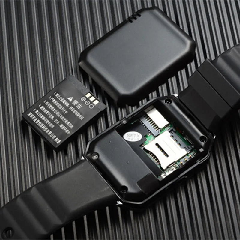 Smart watch with Bluetooth call on wrist, showing 1.44-inch touch screen in black, gold, silver grey, or white colour.