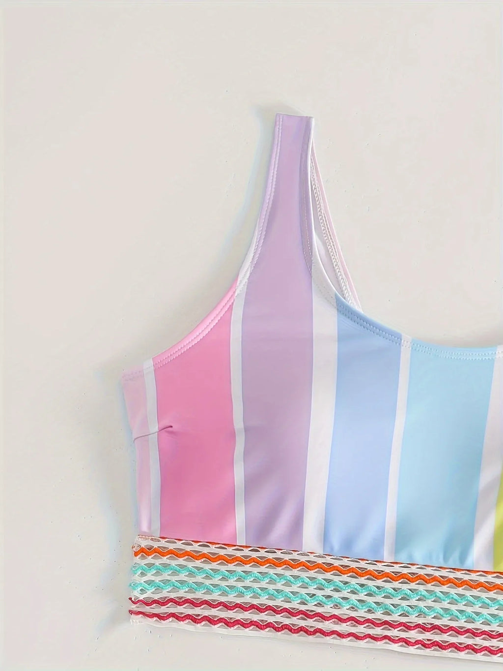 Women's striped bikini swimwear set with brief style and sports casual design