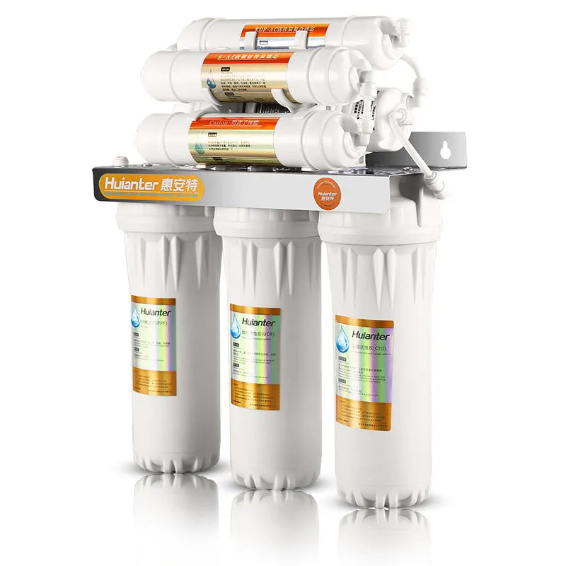 White plastic water purifier replacement filter cartridge for direct drinking water.