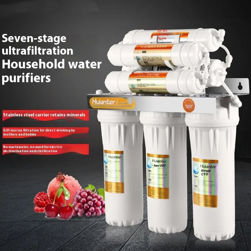 White plastic water purifier replacement filter cartridge for direct drinking water.