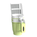 Foldable cat litter scoop with attached waste bin and lid in grey blue or green PP plastic