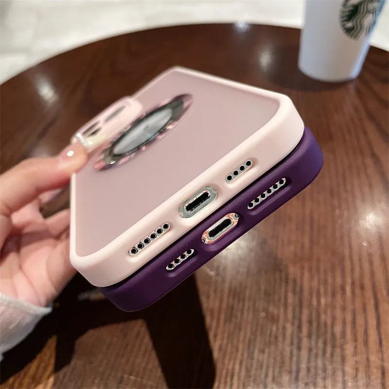 Frosted magnetic protective case for Apple iPhone 15 phone in various colours