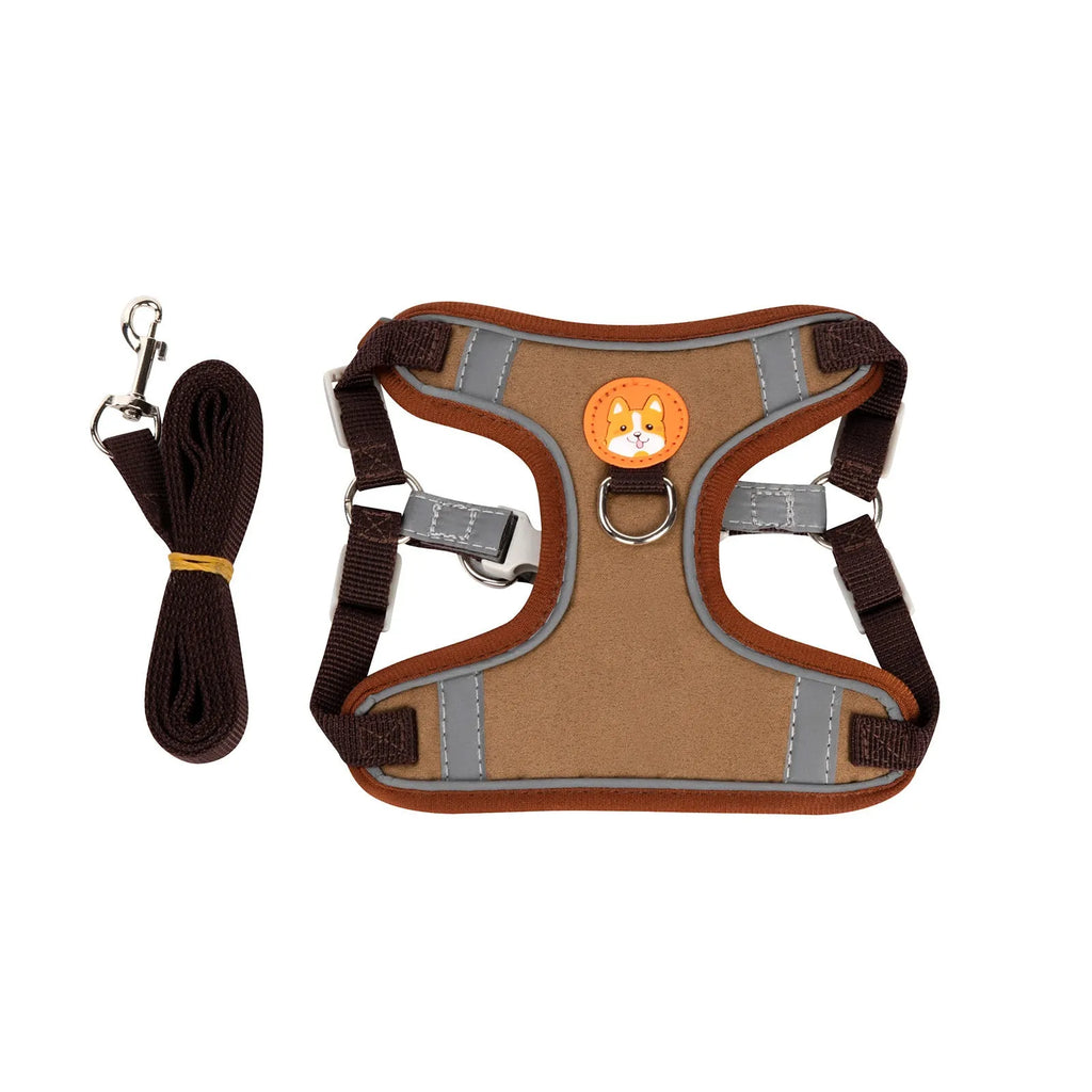 Purple adjustable dog harness with haulage rope and anti-breaking vest design