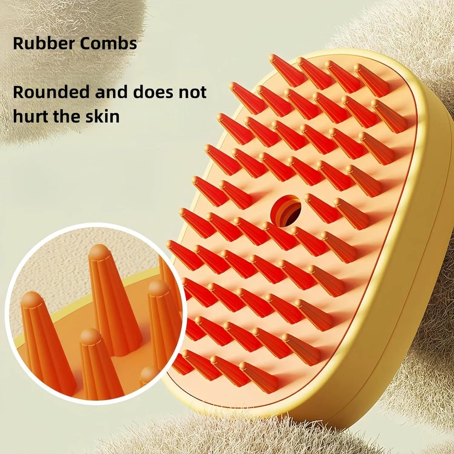 White rechargeable pet steam brush with water tank for grooming dogs and cats.