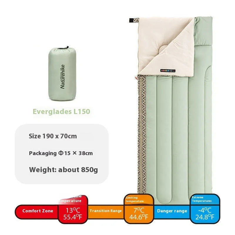 Four seasons adult camping sleeping bag with storage bag in Jiangnan Spring colour