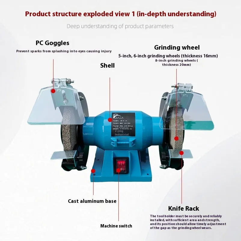 5-inch metal desktop polishing machine for knife sharpening with US electrical outlet