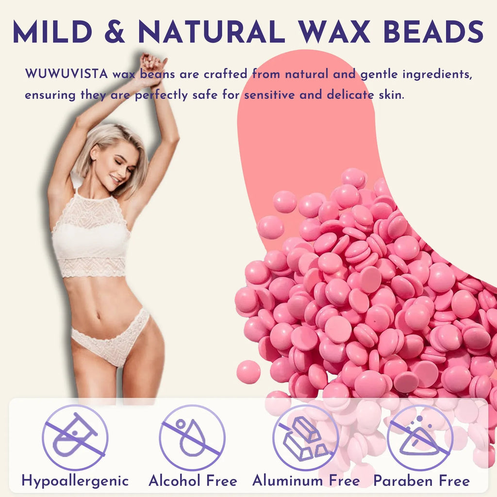 29-piece hard wax hair removal kit with compact warmer and four aroma wax beads