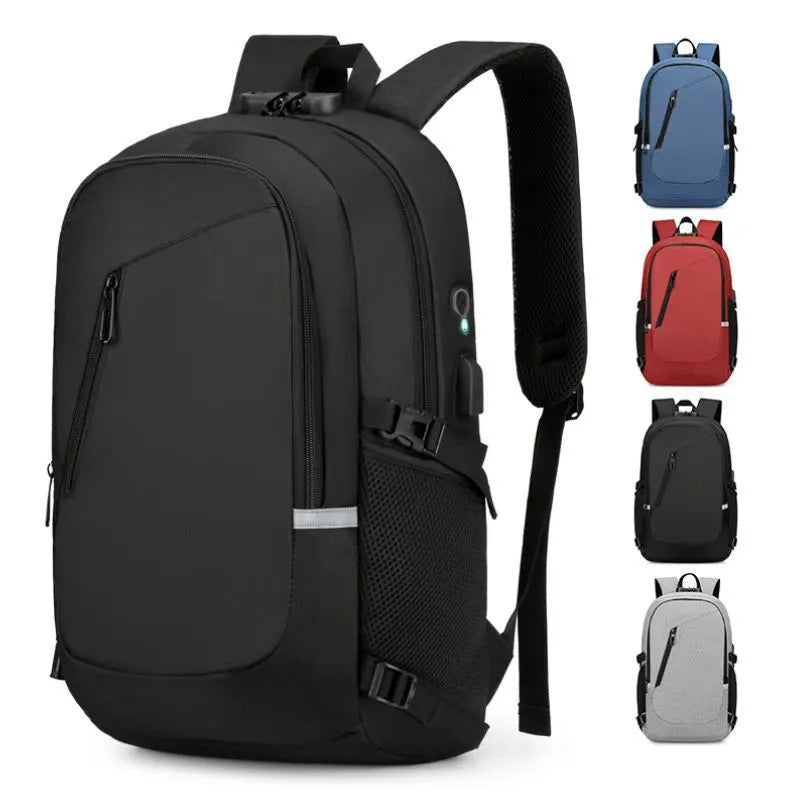 Solid colour oxford cloth computer backpack for men with street trend style and 20-35 litre capacity