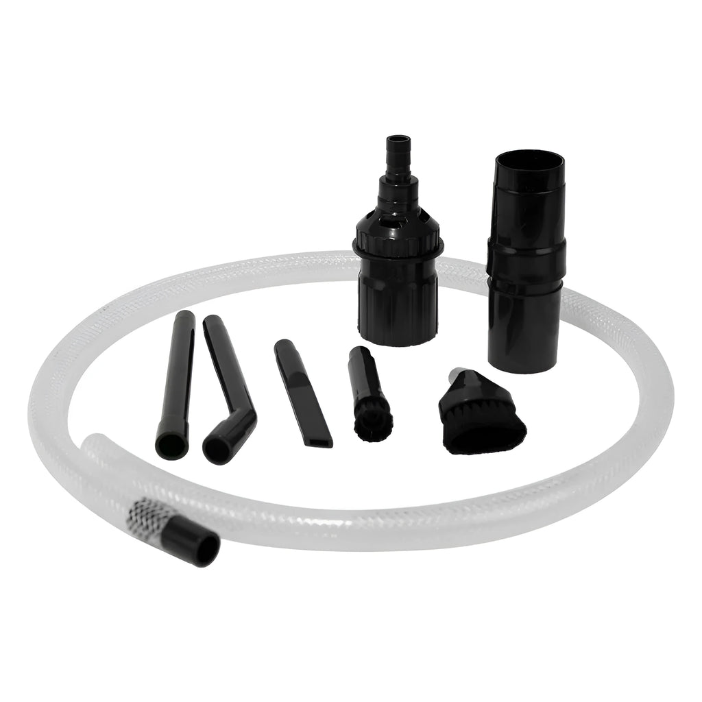 Eight small suction heads for vacuum cleaner arranged in set with bagged or boxed packaging options